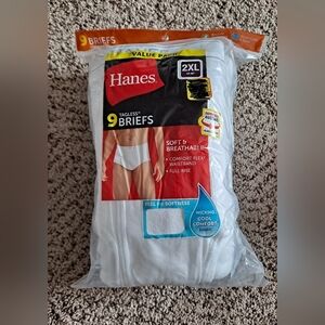 Hanes Men's White Tagless Briefs - 9 Pack Size 2XL
